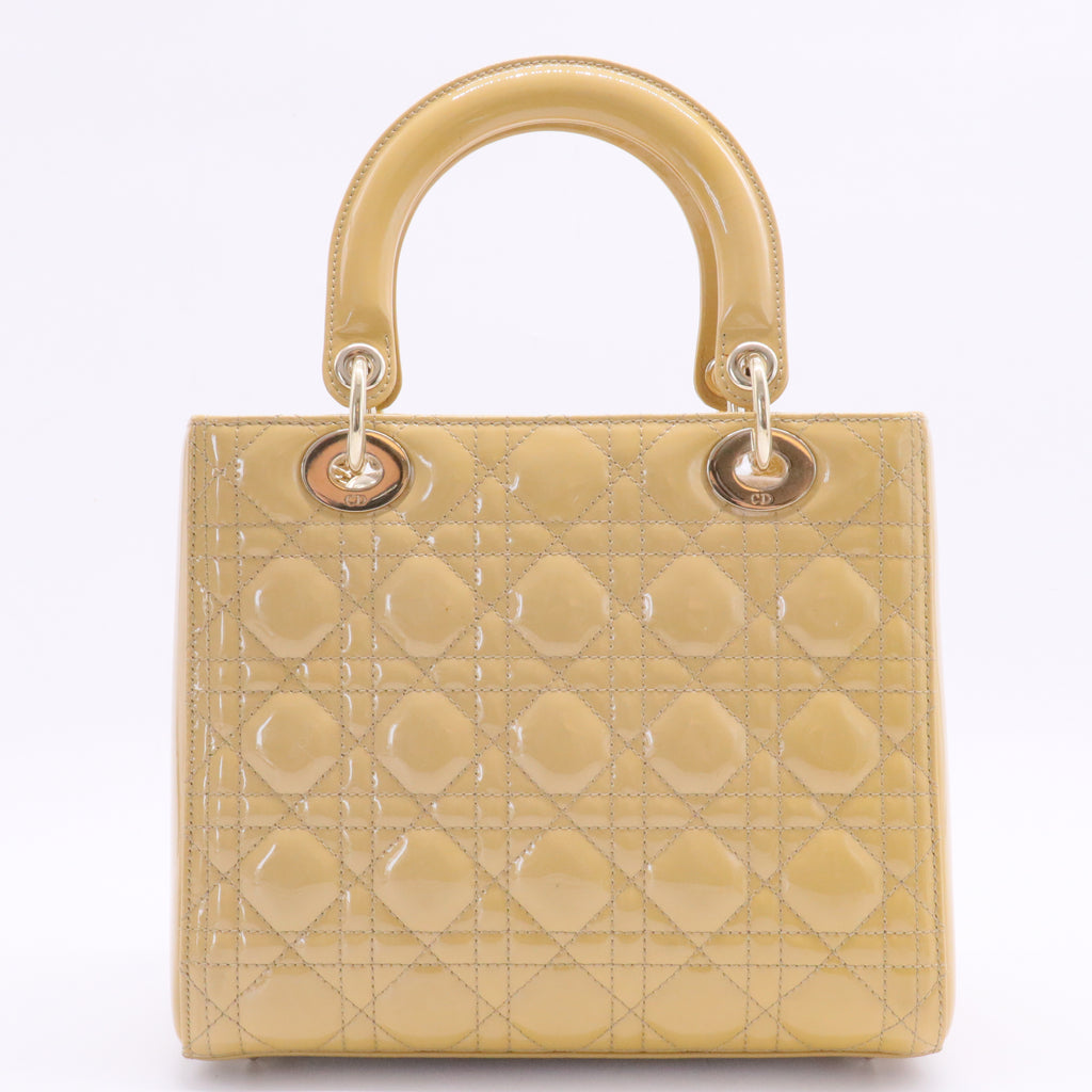 Lady Dior Bag Cannage Quilt Patent Medium