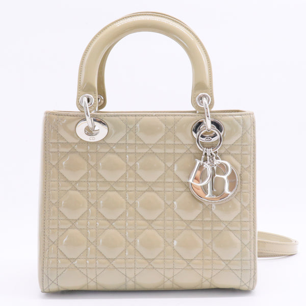 Lady Dior Bag Cannage Quilt Patent Medium