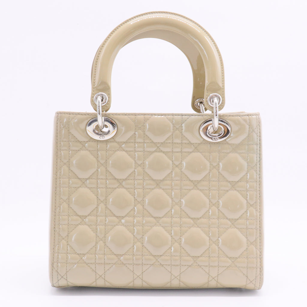 Lady Dior Bag Cannage Quilt Patent Medium