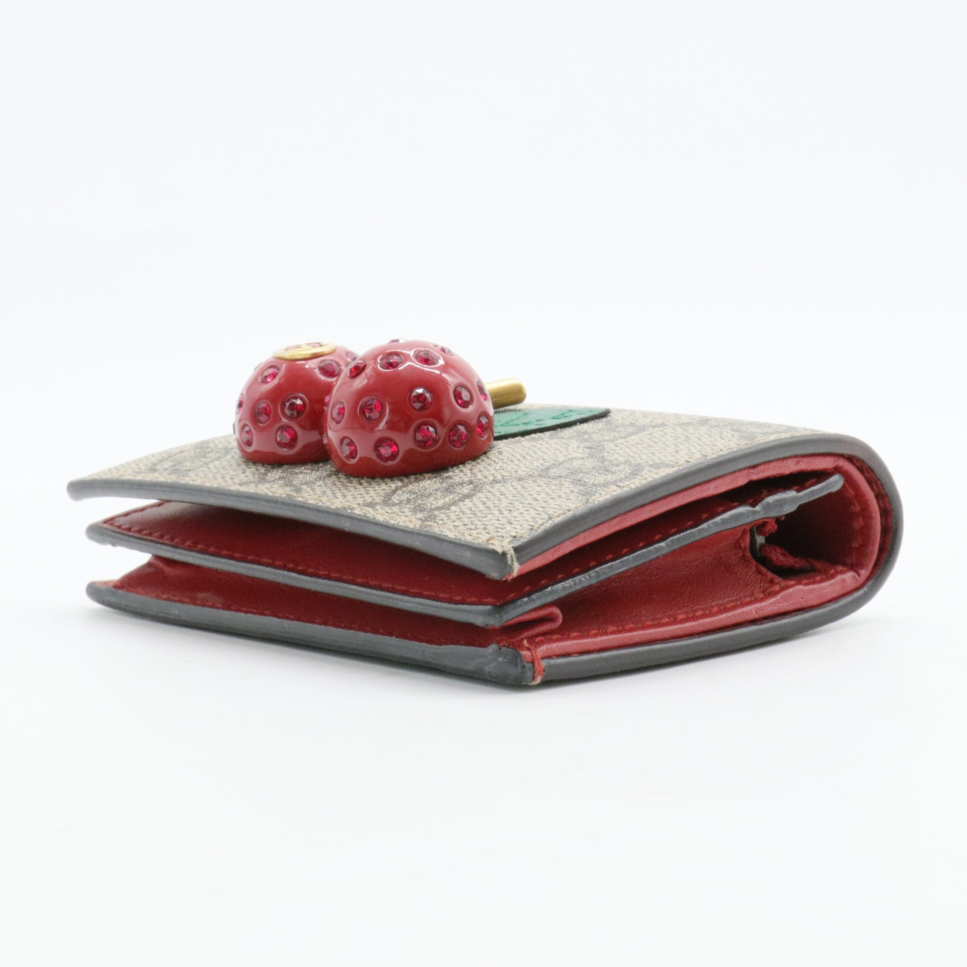 Cherries Flap Card Case Guccissima Leather