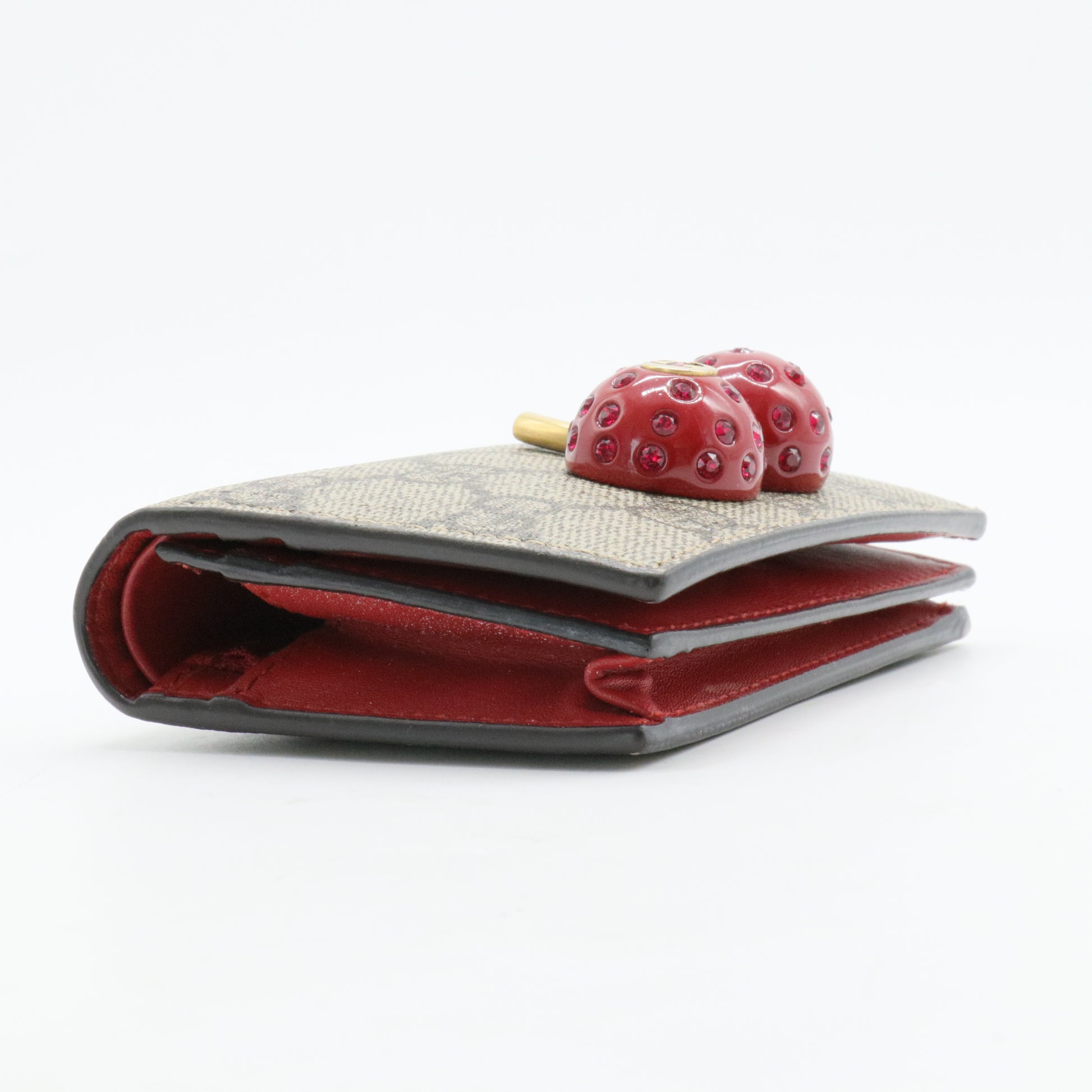 Cherries Flap Card Case Guccissima Leather
