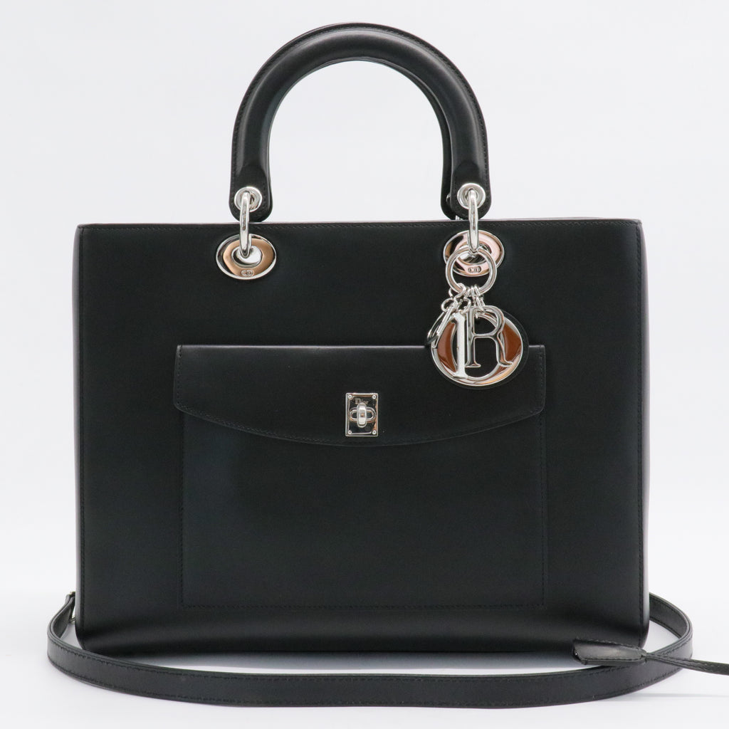 Box Calfskin Lady Dior Pouch Tote Black