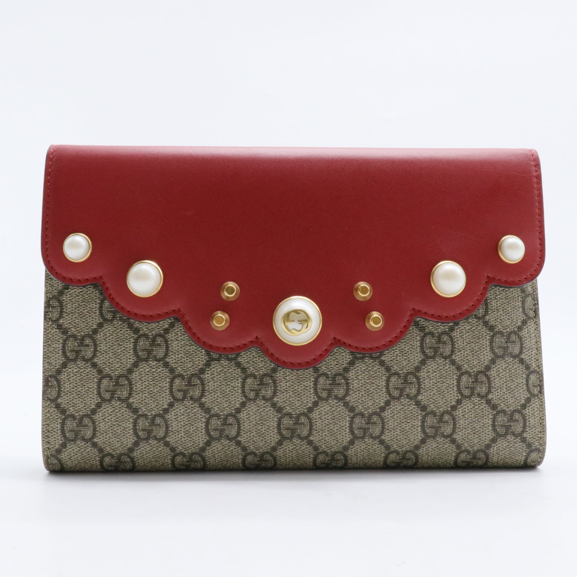 Pearly Wallet on Chain Coated Canvas with Leather Mini
