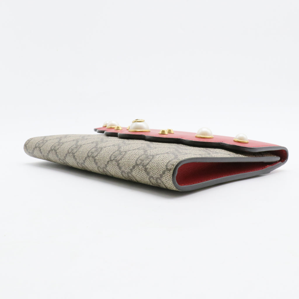 Pearly Wallet on Chain Coated Canvas with Leather Mini