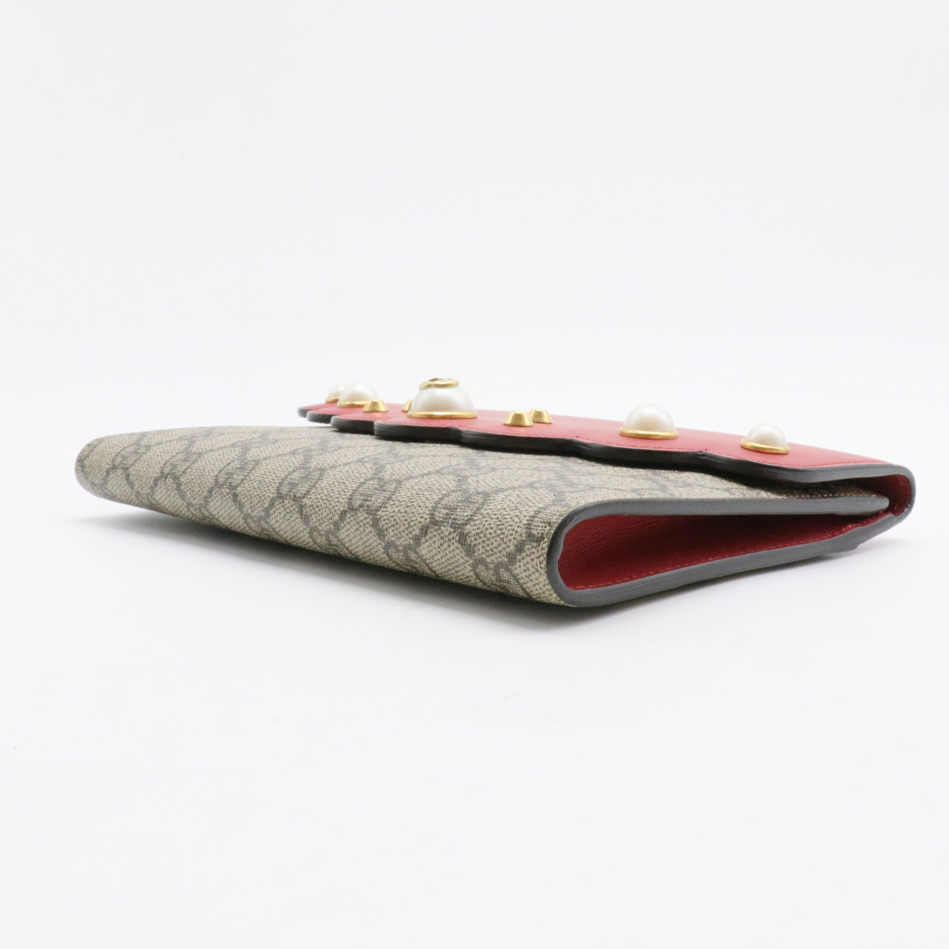 Pearly Wallet on Chain Coated Canvas with Leather Mini