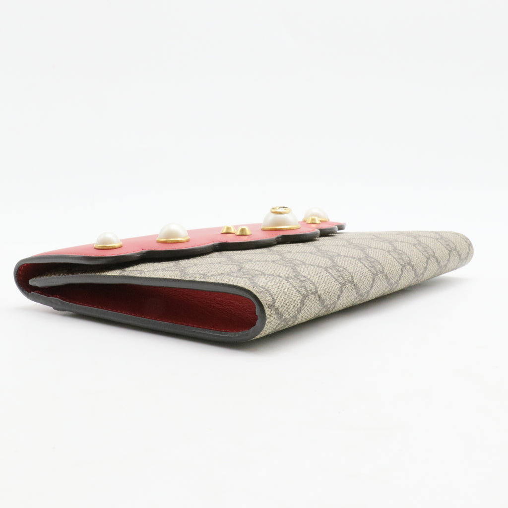Pearly Wallet on Chain Coated Canvas with Leather Mini