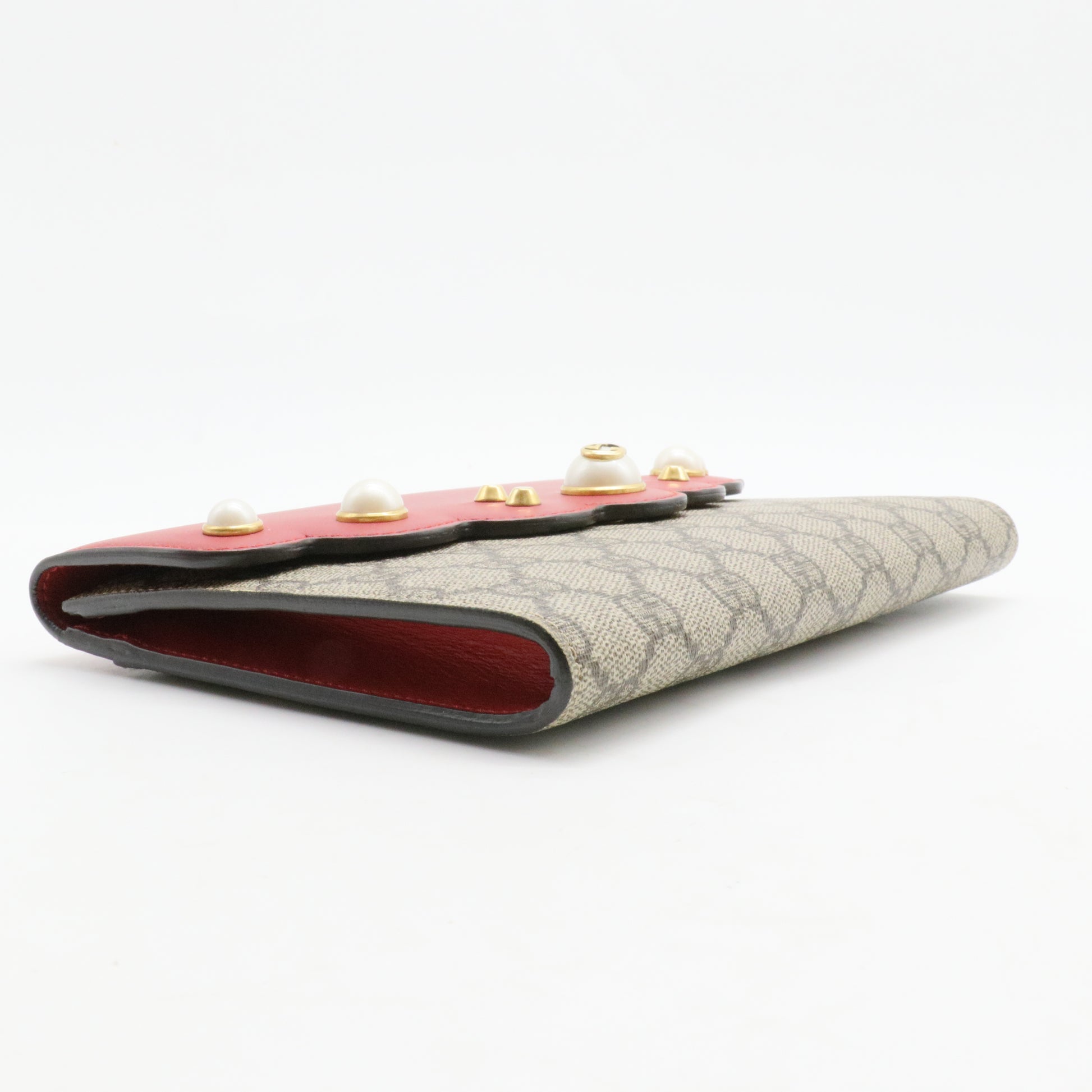 Pearly Wallet on Chain Coated Canvas with Leather Mini