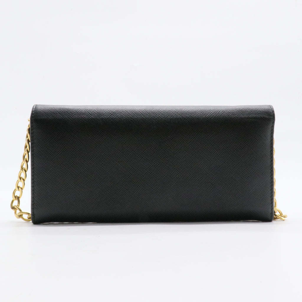 Wristlet Wallet on Chain Saffiano Leather