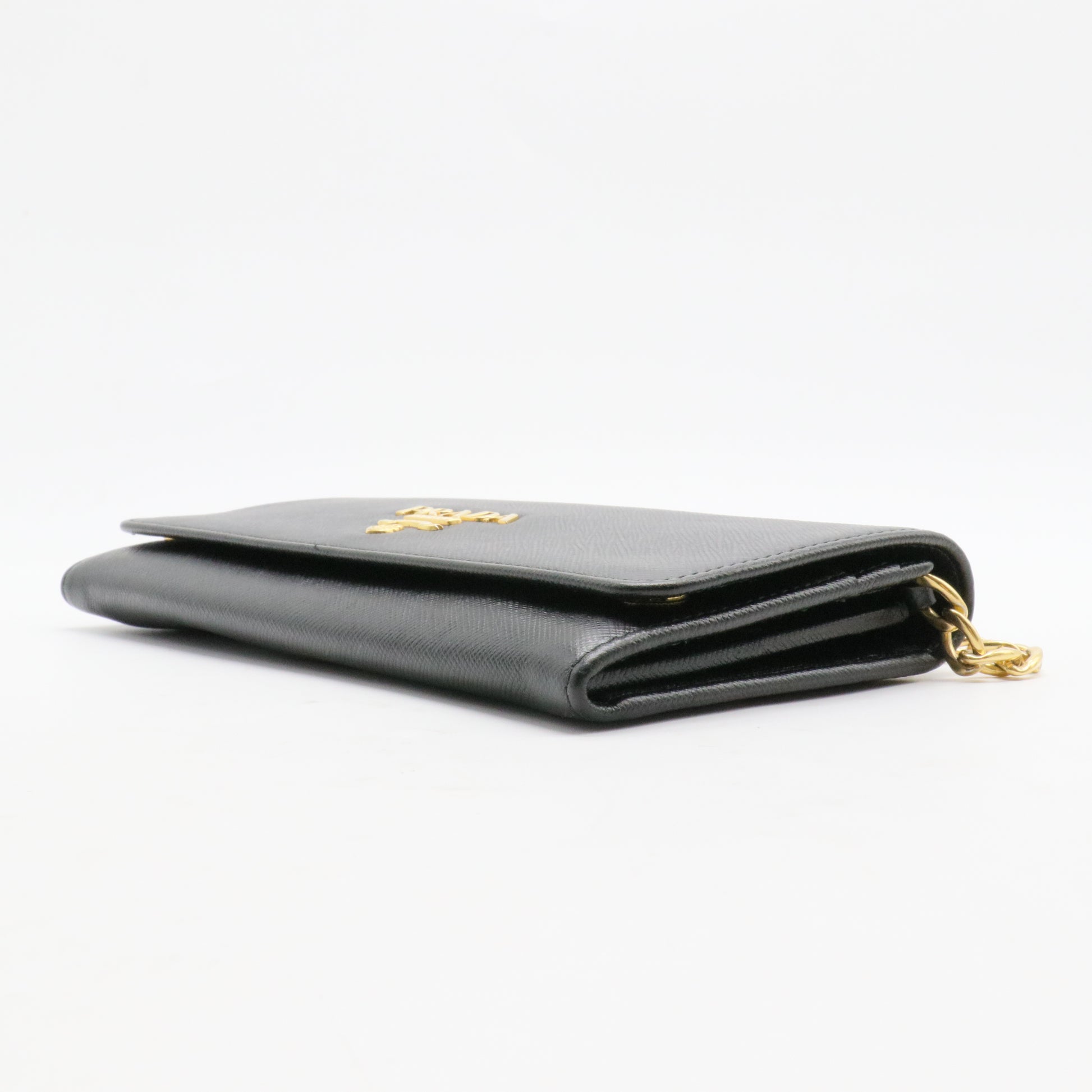 Wristlet Wallet on Chain Saffiano Leather