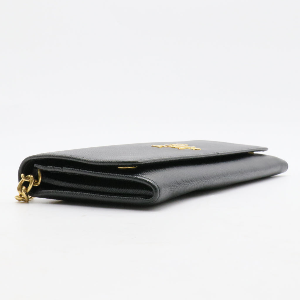 Wristlet Wallet on Chain Saffiano Leather