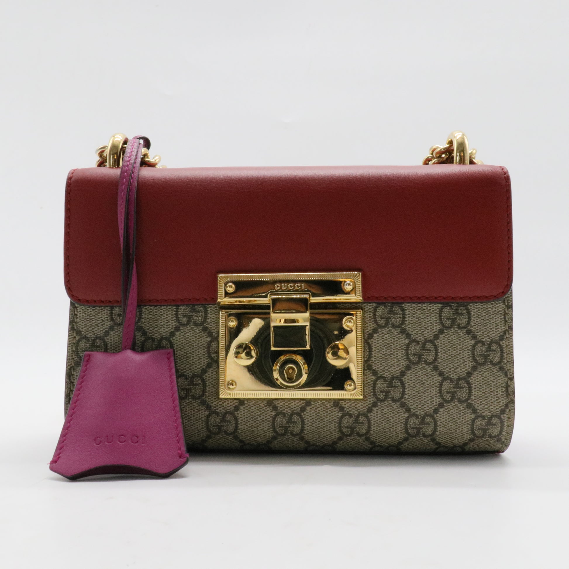 Padlock Shoulder Bag GG Coated Canvas and Leather Small