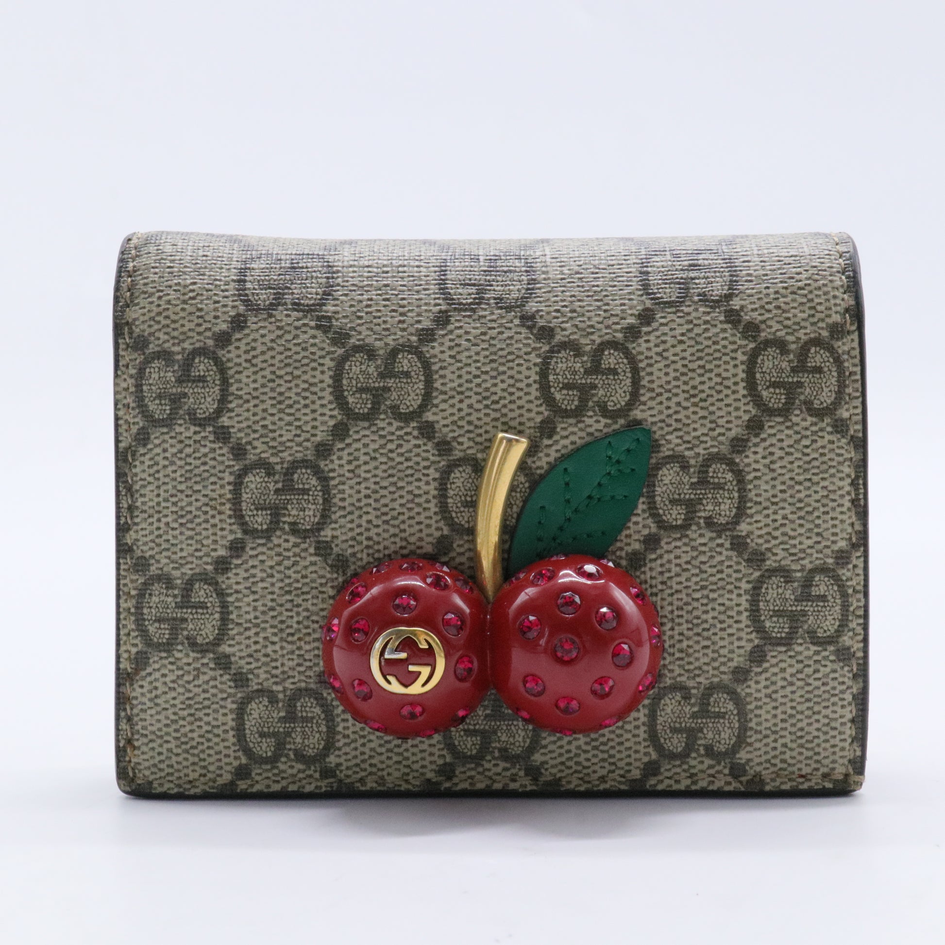 Cherries Flap Card Case Guccissima Leather