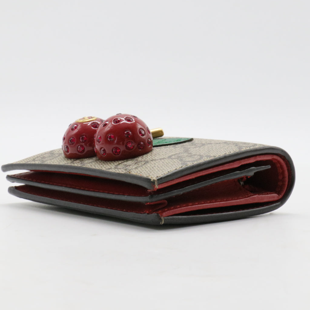 Cherries Flap Card Case Guccissima Leather