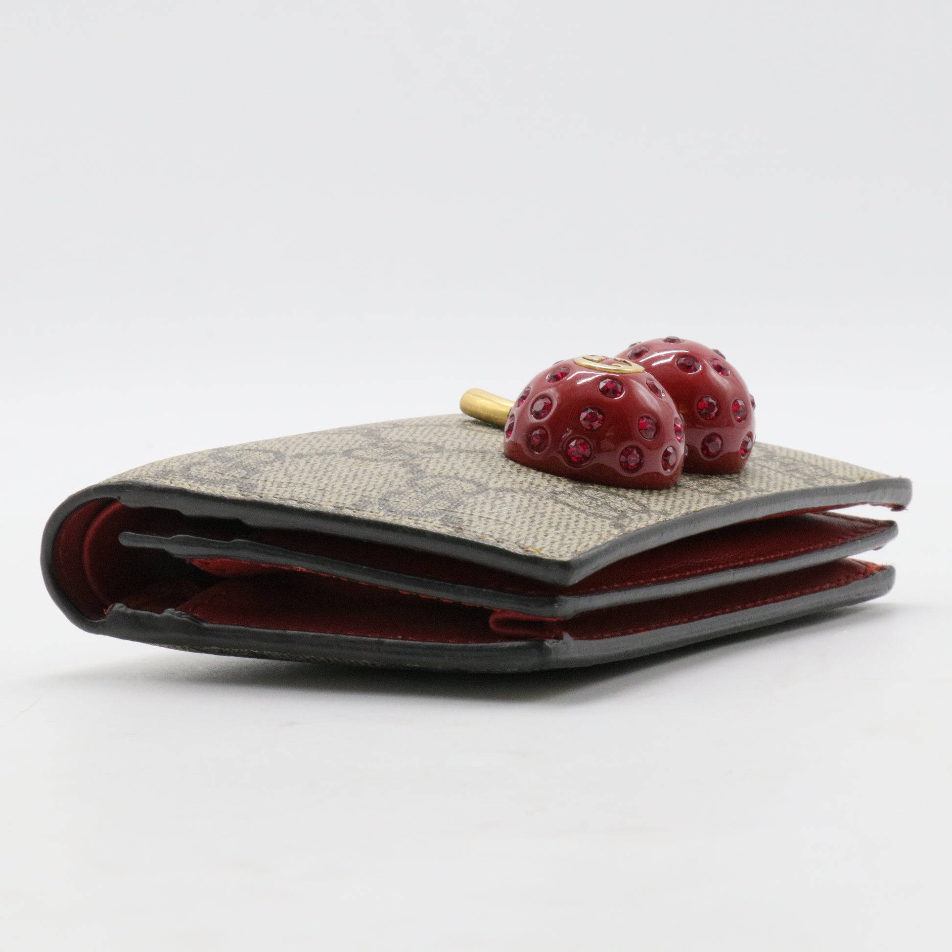 Cherries Flap Card Case Guccissima Leather