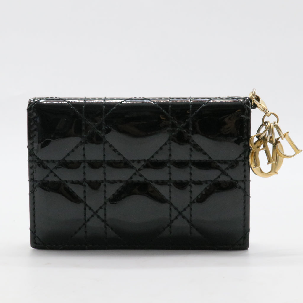 Lady Dior Flap Card Case Cannage Quilt Patent
