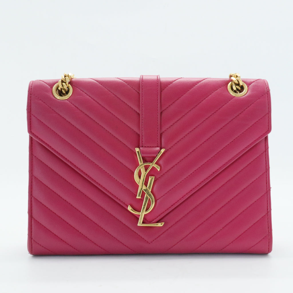 Classic Monogram Envelope Satchel Matelasse Chevron Leather Medium