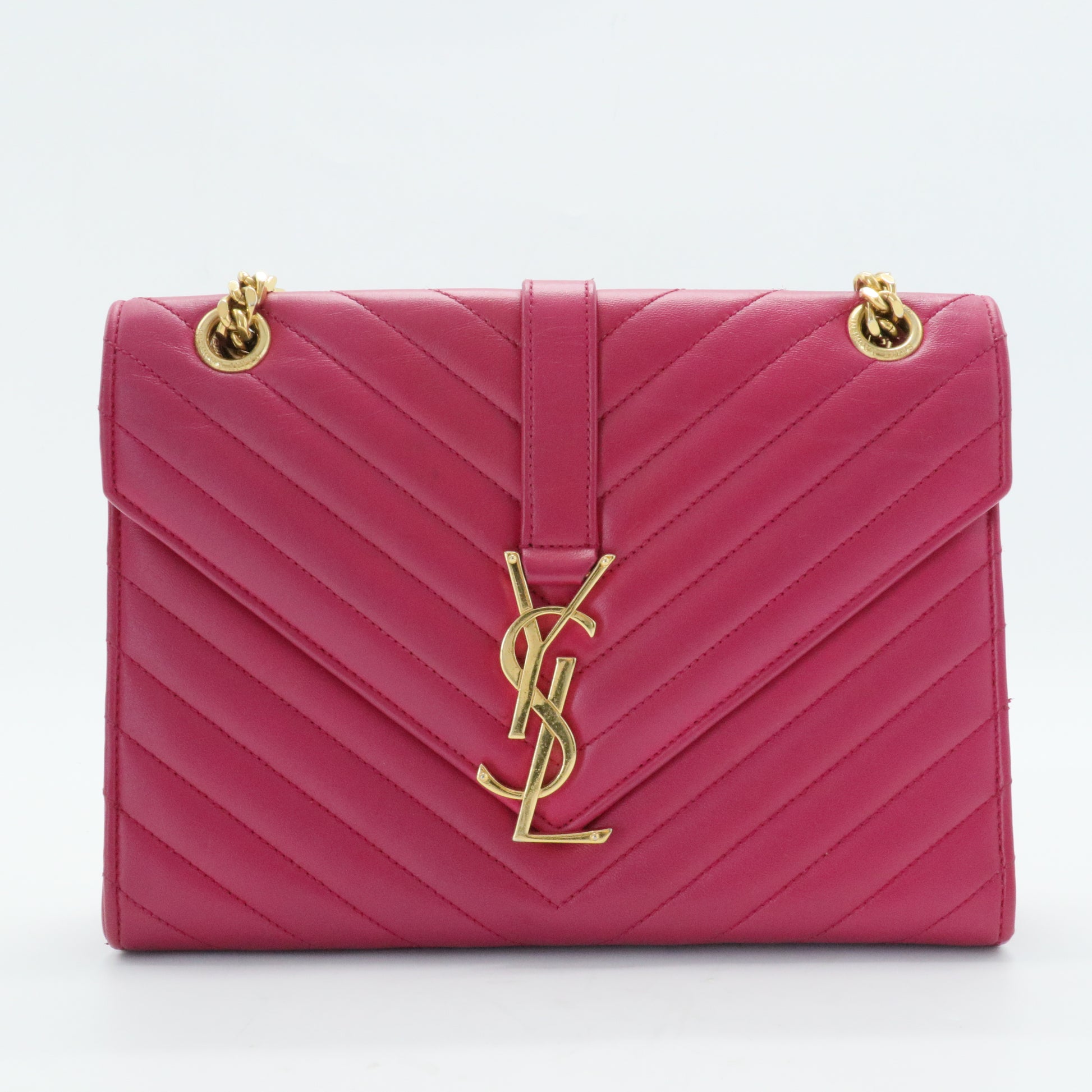 Classic Monogram Envelope Satchel Matelasse Chevron Leather Medium