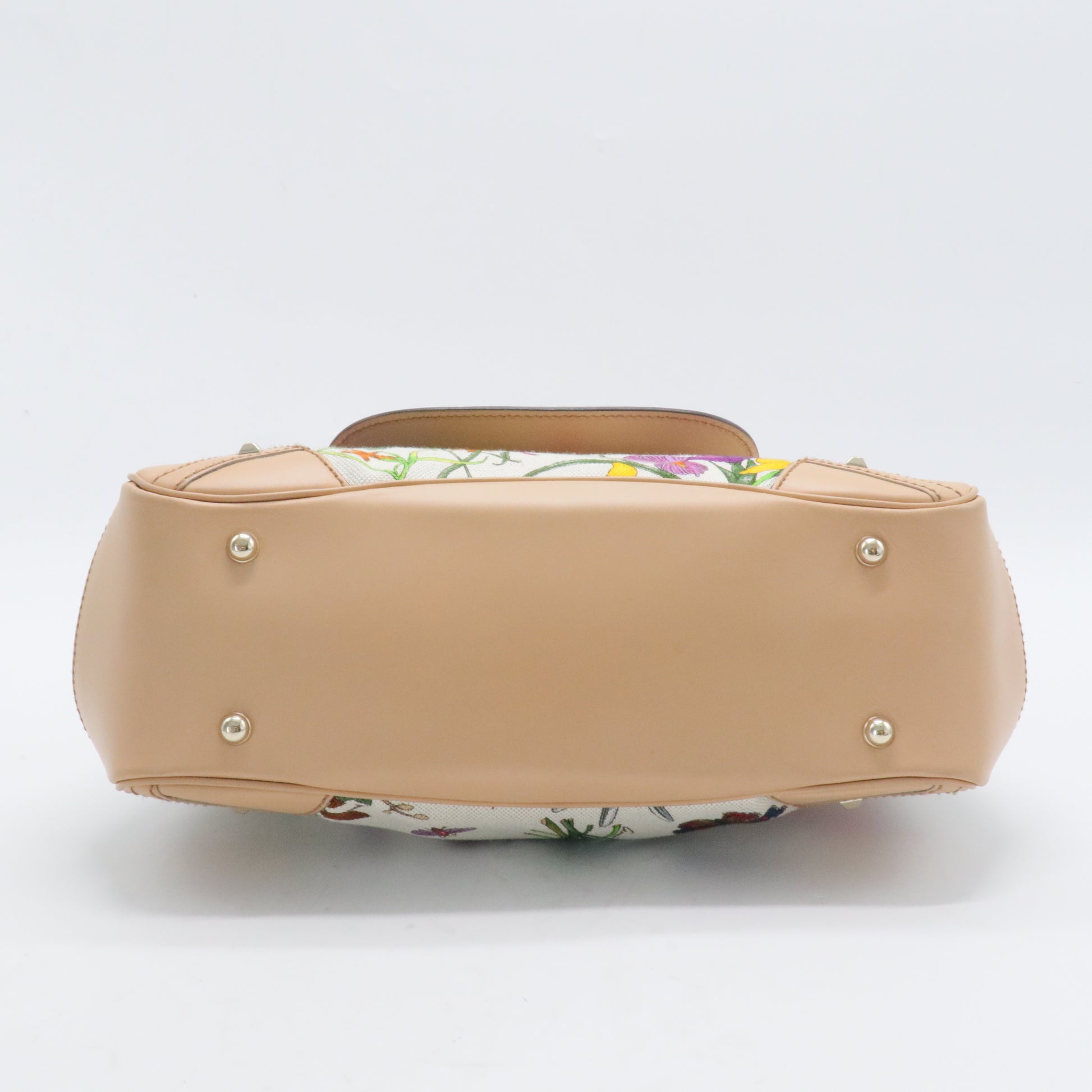 Beaded Flora Bamboo Top Handle Bag
