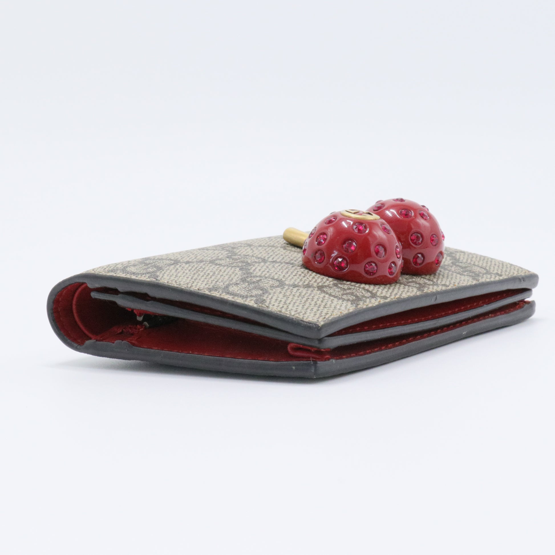 Cherries Flap Card Case Guccissima Leather