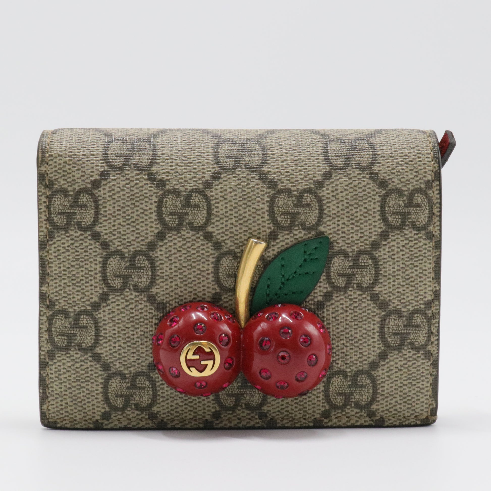Cherries Flap Card Case Guccissima Leather
