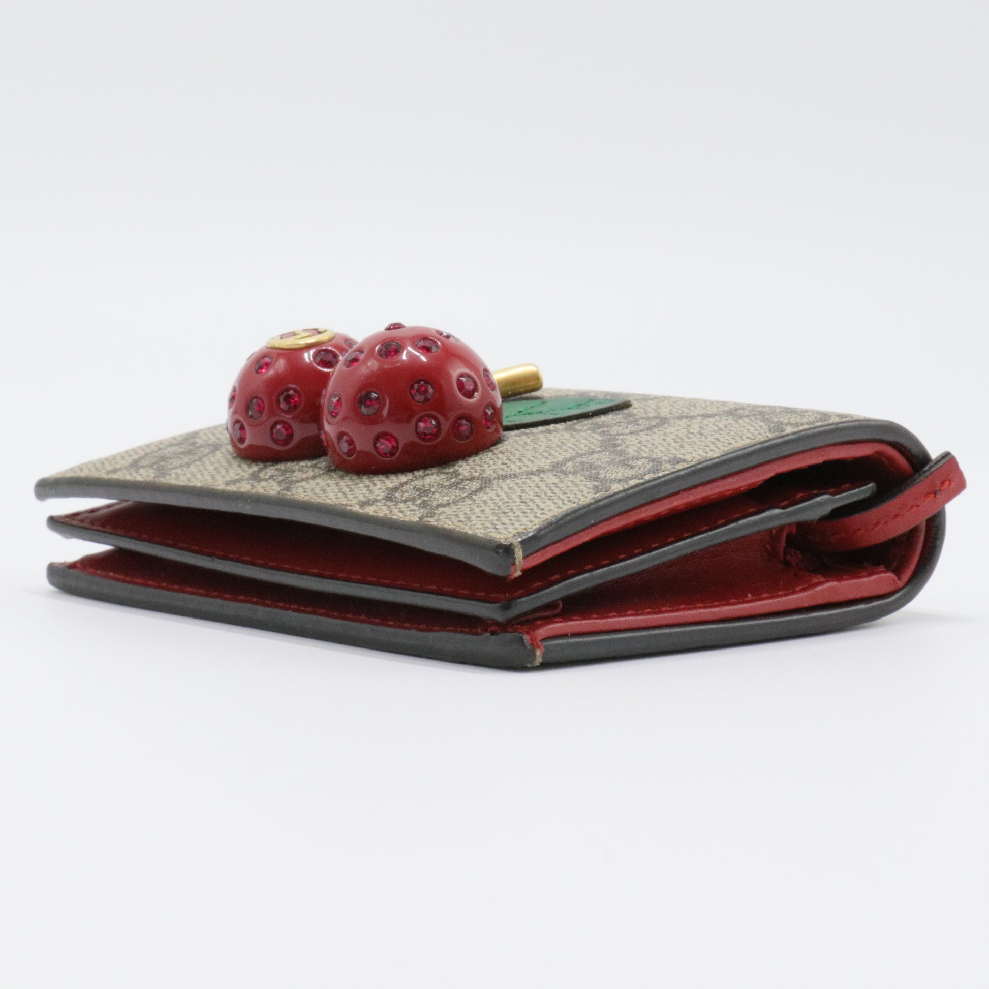 Cherries Flap Card Case Guccissima Leather