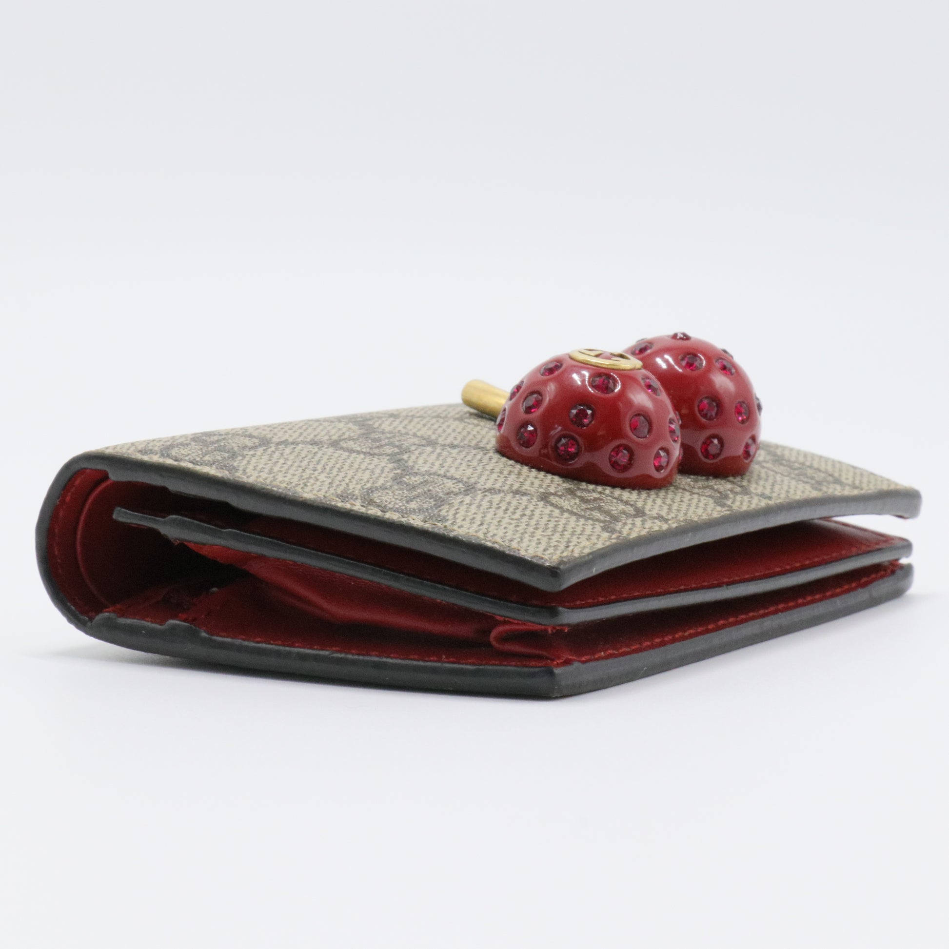 Cherries Flap Card Case Guccissima Leather