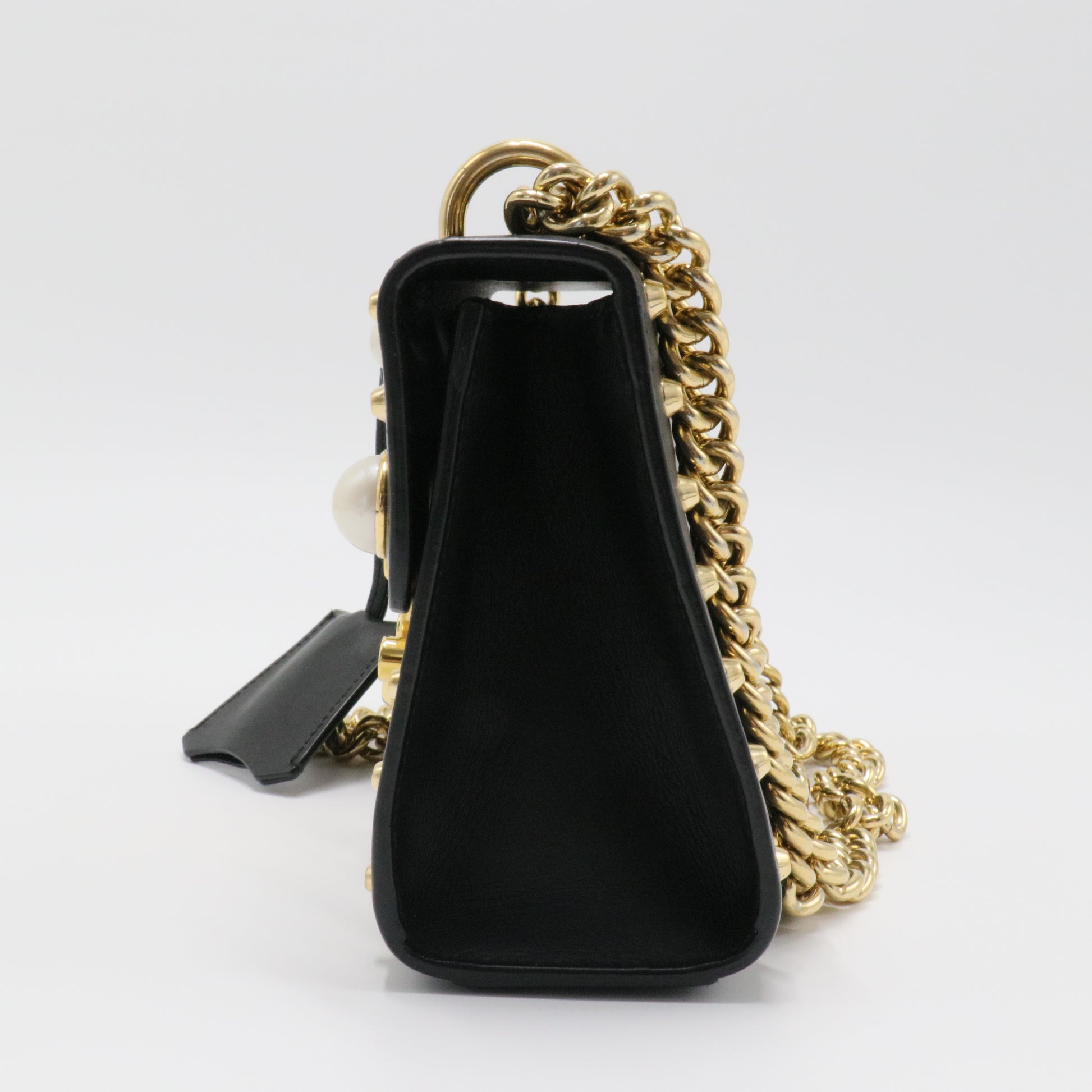 Pearly Padlock Shoulder Bag Studded Leather Small