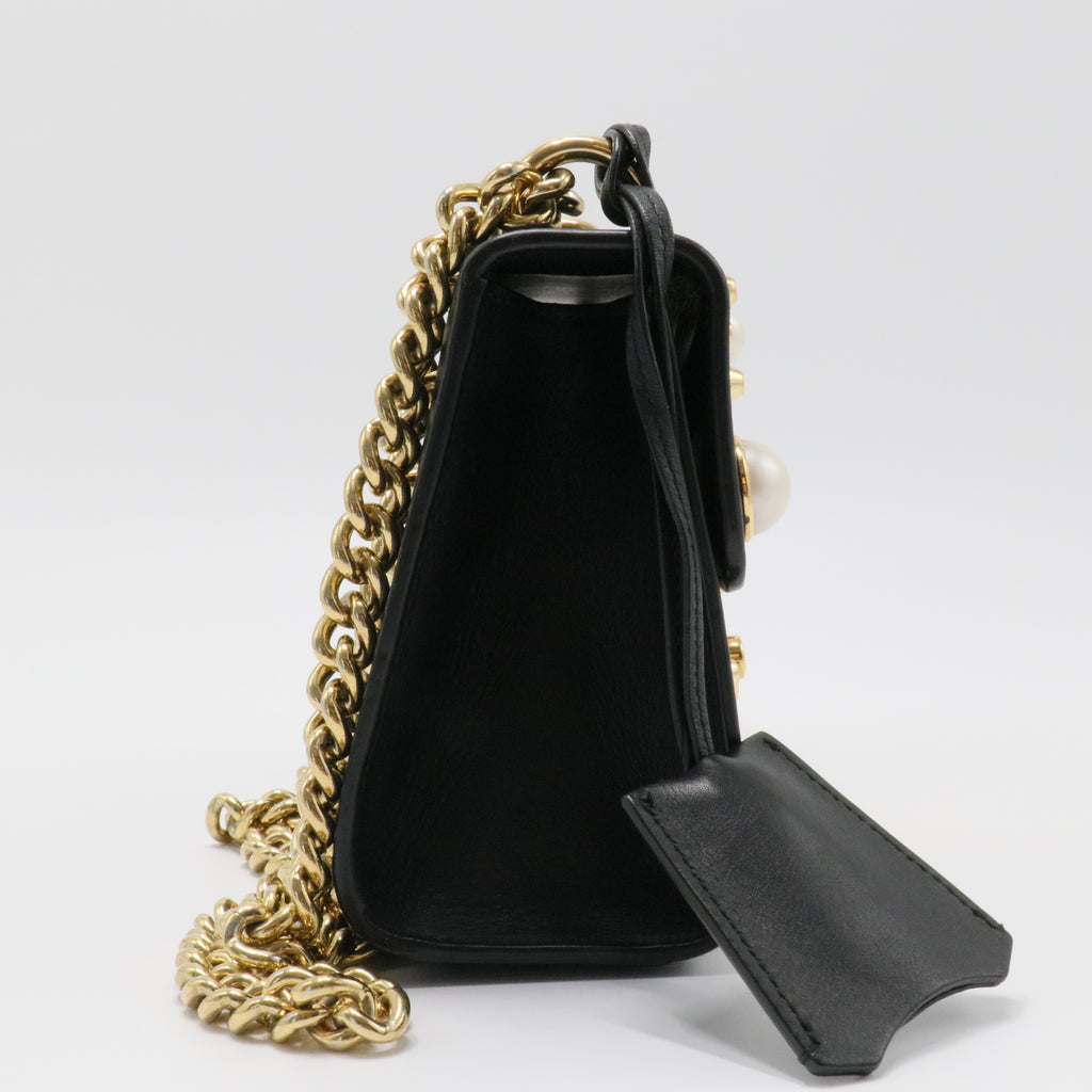 Pearly Padlock Shoulder Bag Studded Leather Small