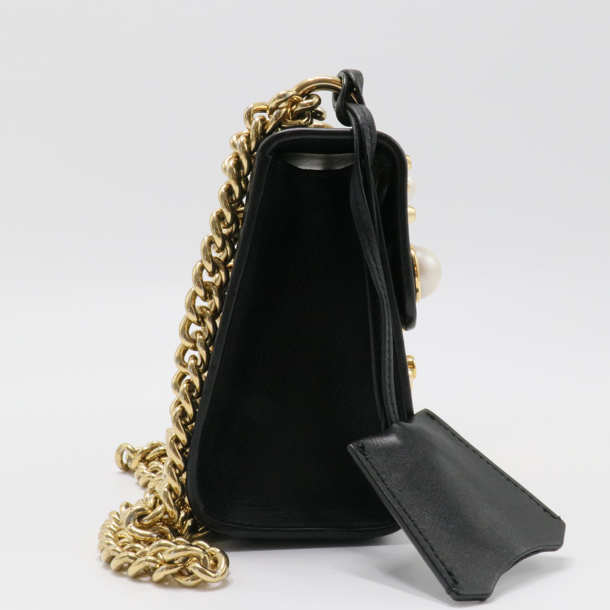 Pearly Padlock Shoulder Bag Studded Leather Small