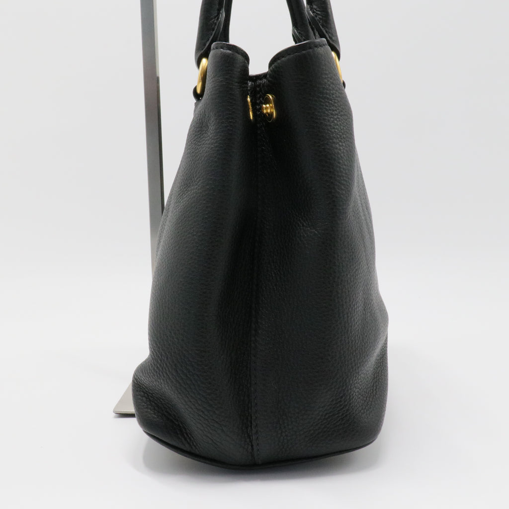 Nero Black Vitello Phenix Leather Tote Bag