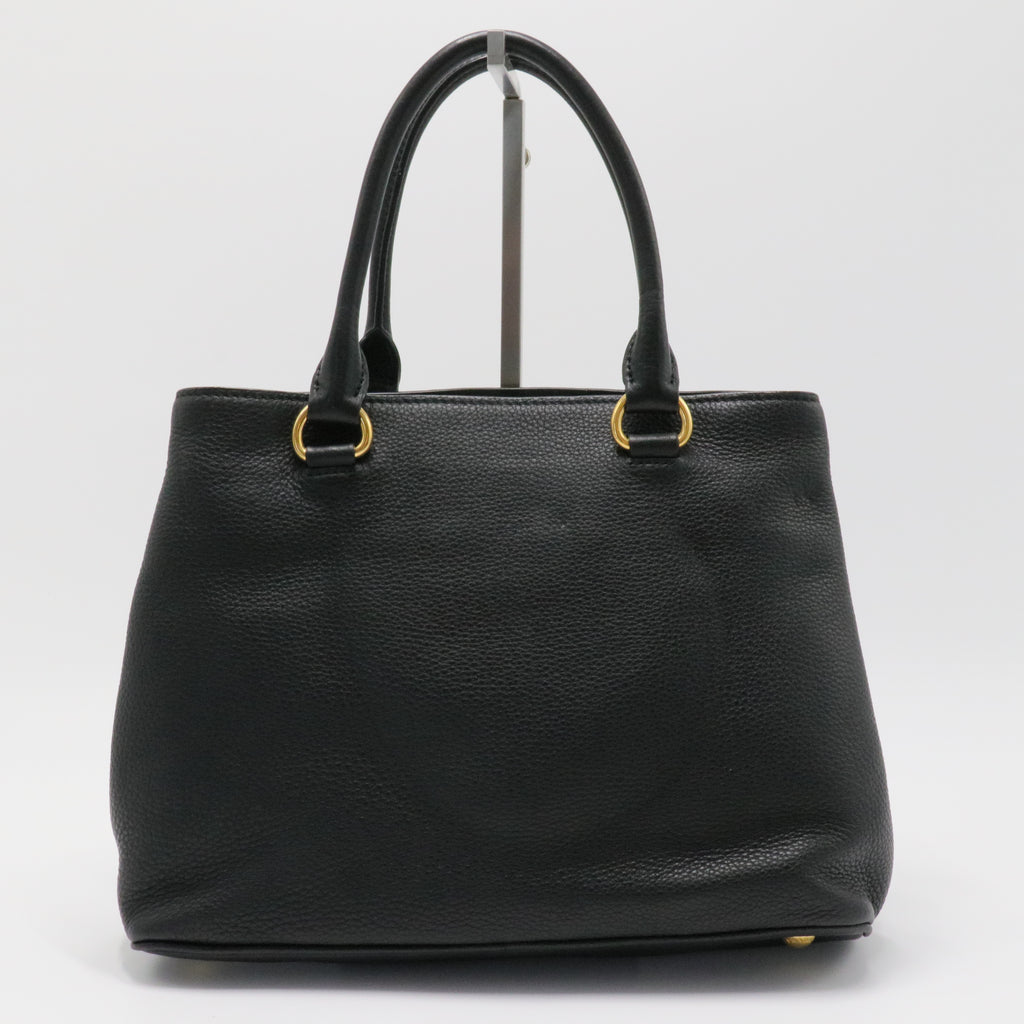 Nero Black Vitello Phenix Leather Tote Bag
