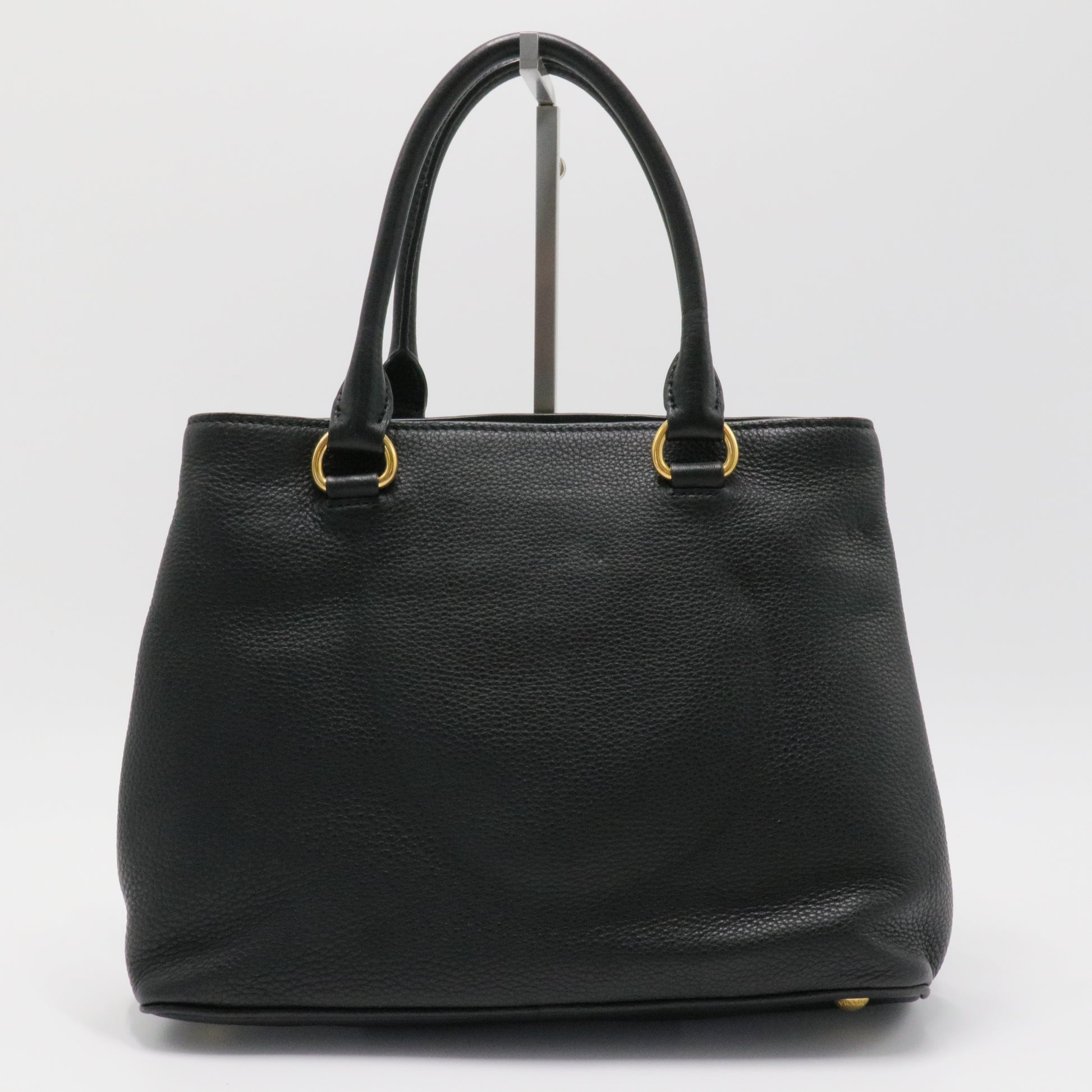 Nero Black Vitello Phenix Leather Tote Bag