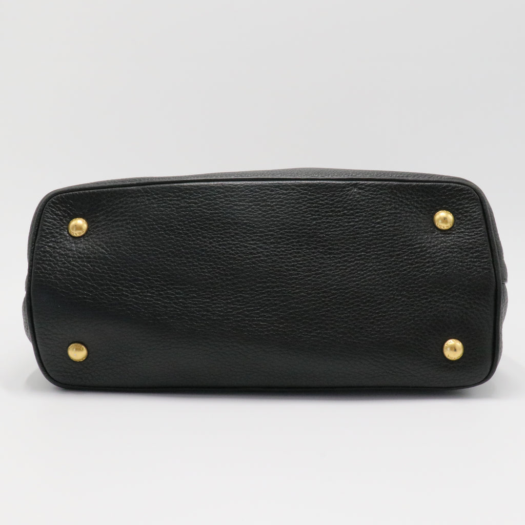 Nero Black Vitello Phenix Leather Tote Bag