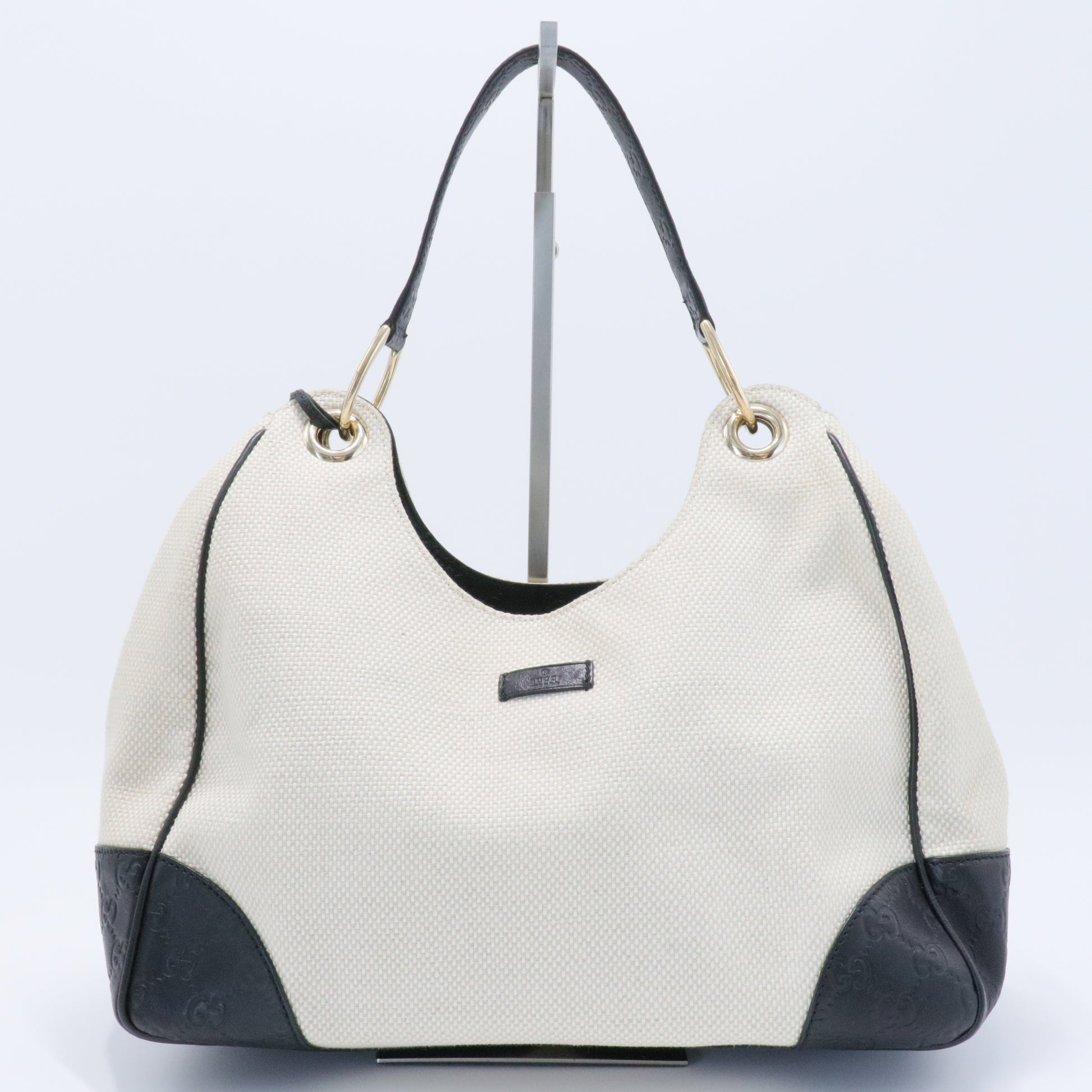 Guccissima -Trimmed Canvas Colbert Wooden Handle Shoulder Bag