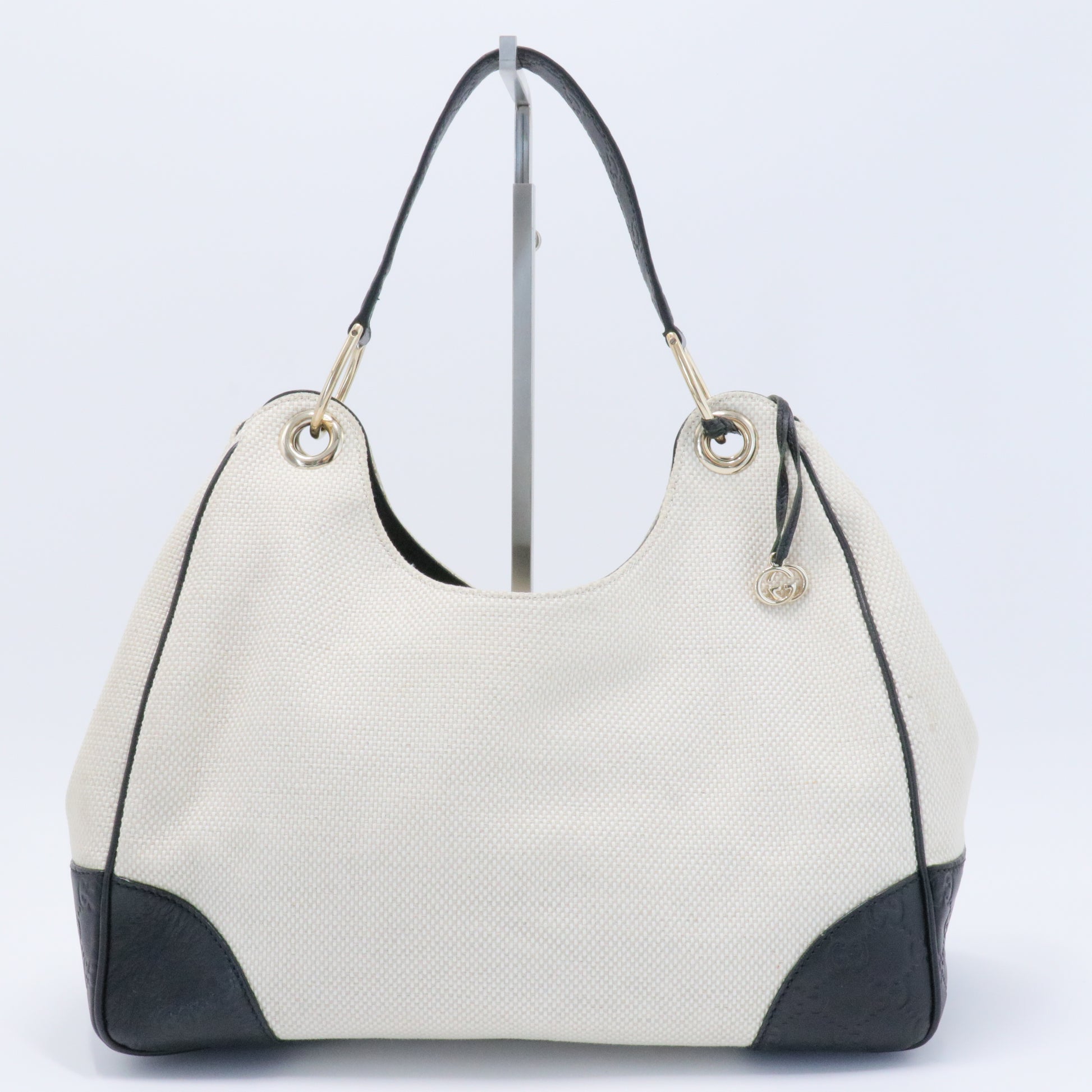 Guccissima -Trimmed Canvas Colbert Wooden Handle Shoulder Bag