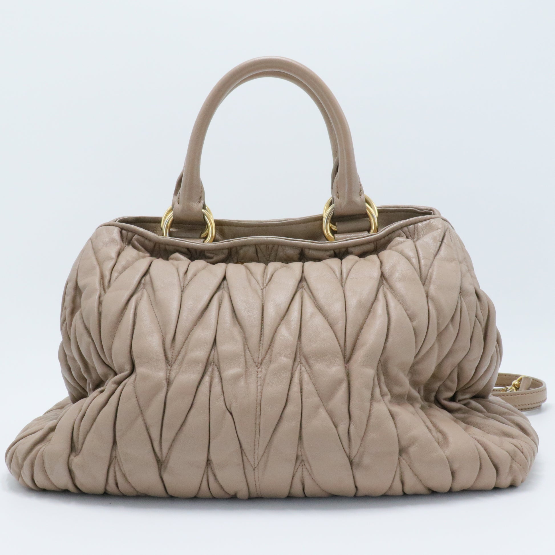 Nappa Matelasse Bauletto Top Handle Bowler Pomice