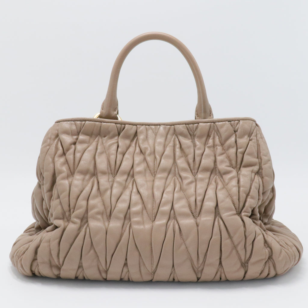 Nappa Matelasse Bauletto Top Handle Bowler Pomice