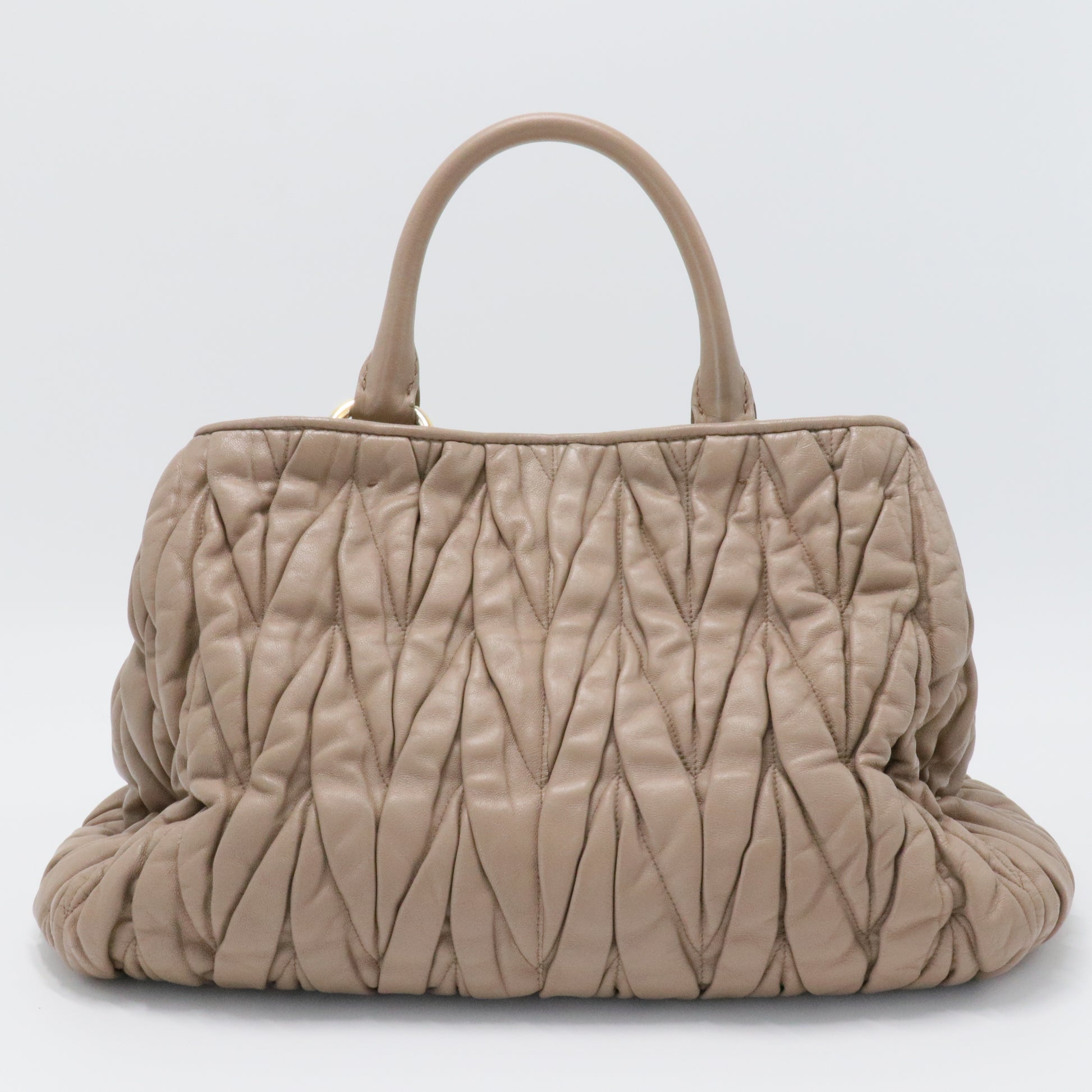 Nappa Matelasse Bauletto Top Handle Bowler Pomice