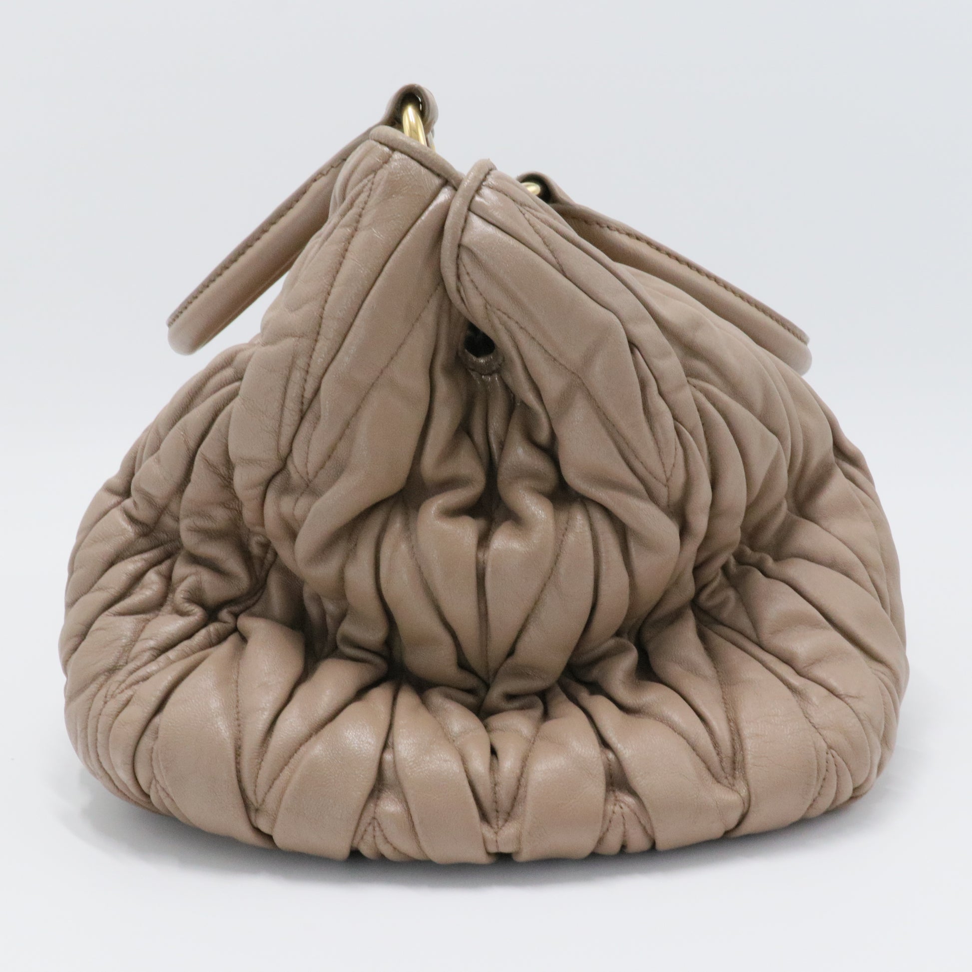 Nappa Matelasse Bauletto Top Handle Bowler Pomice