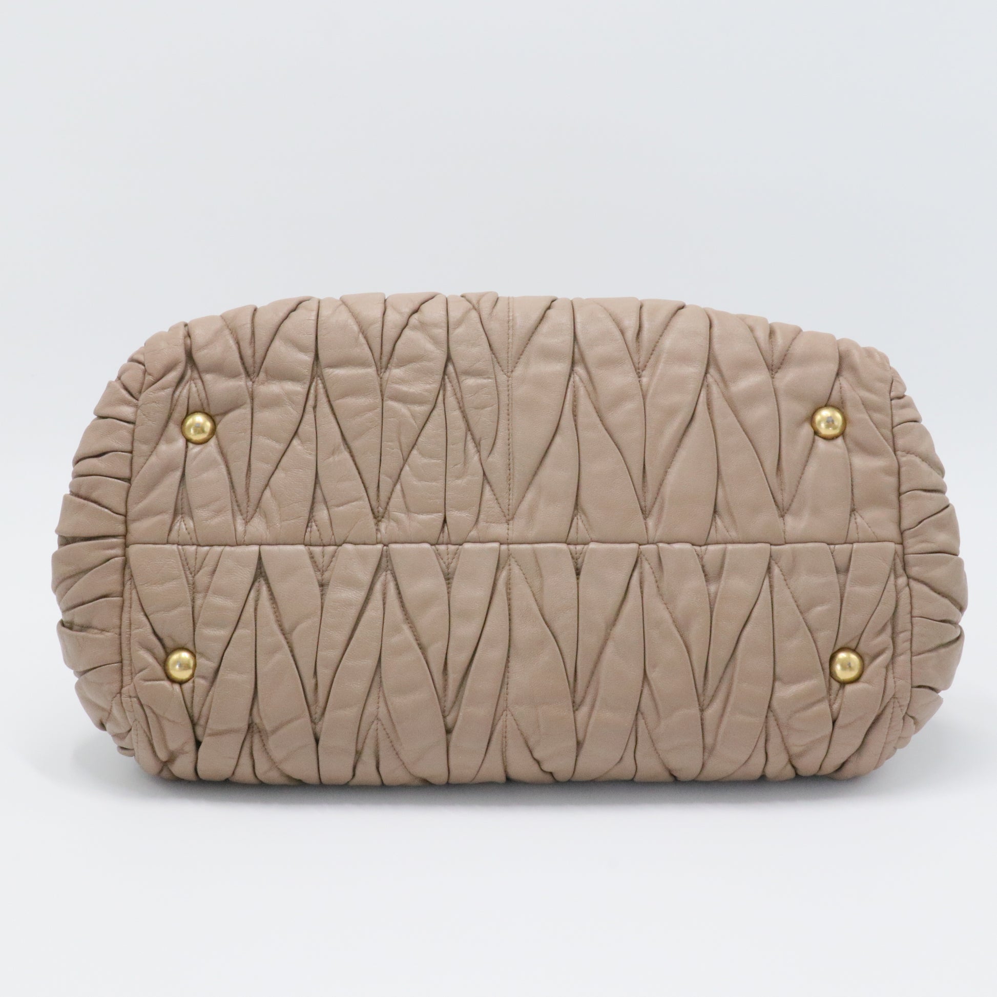 Nappa Matelasse Bauletto Top Handle Bowler Pomice