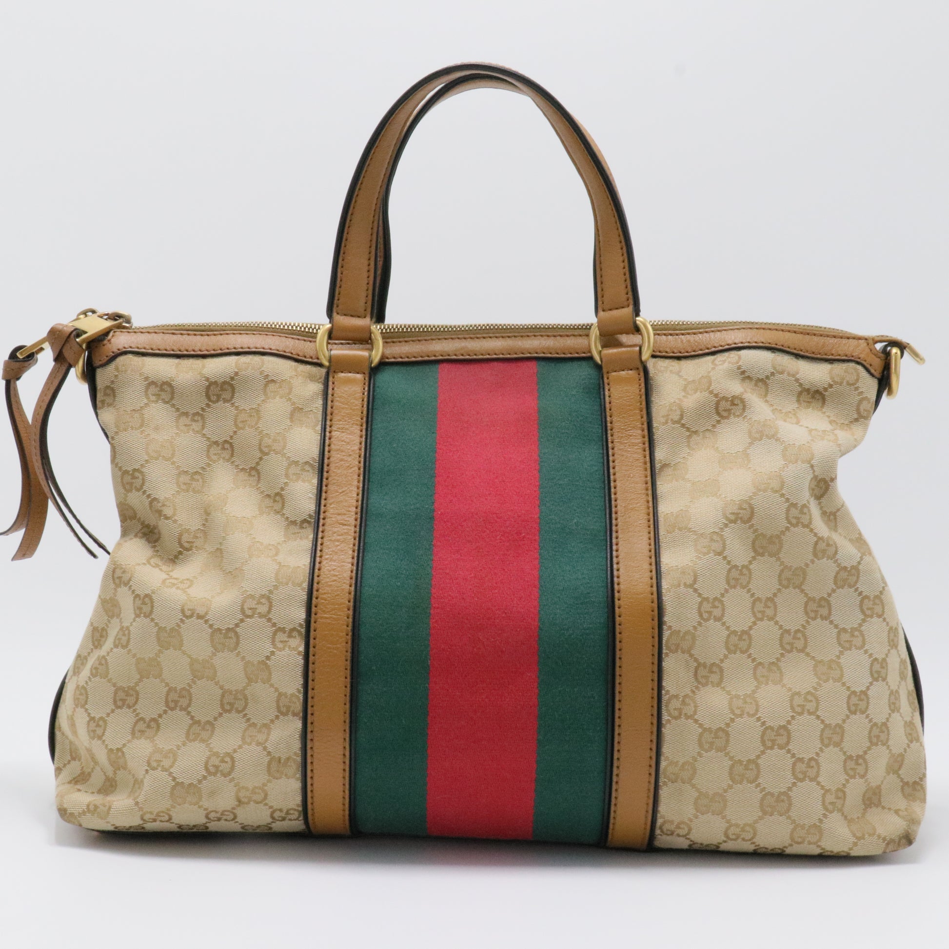 Rania Convertible Top Handle Bag Web GG Canvas Medium