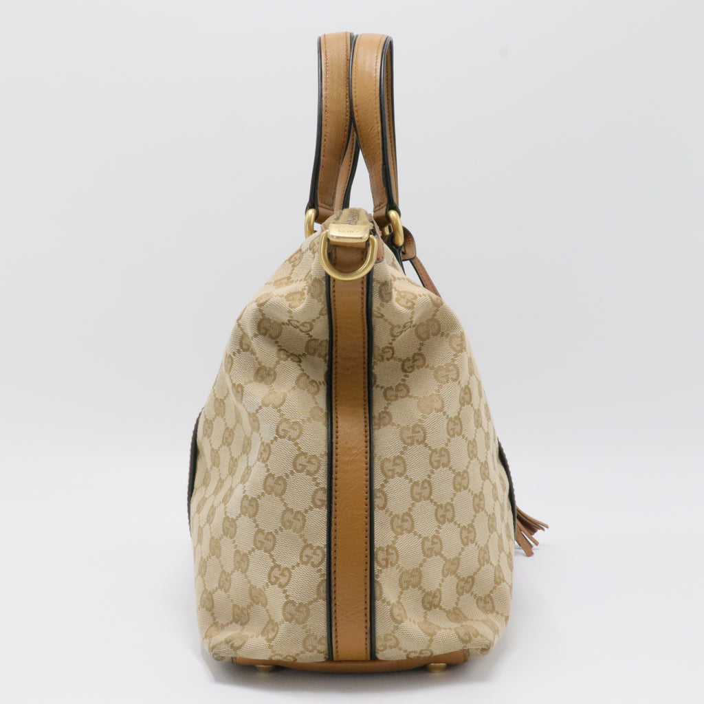 Rania Convertible Top Handle Bag Web GG Canvas Medium