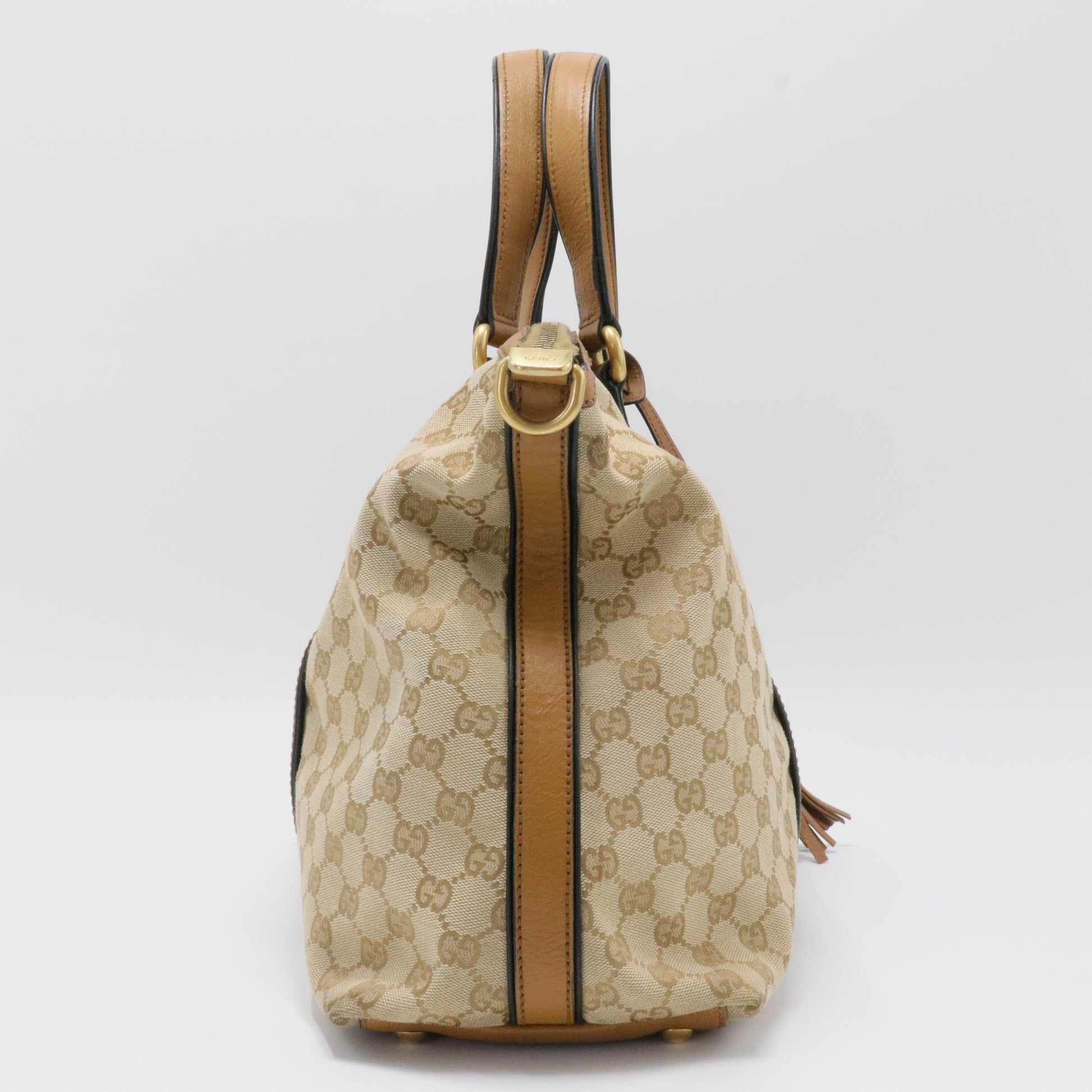 Rania Convertible Top Handle Bag Web GG Canvas Medium