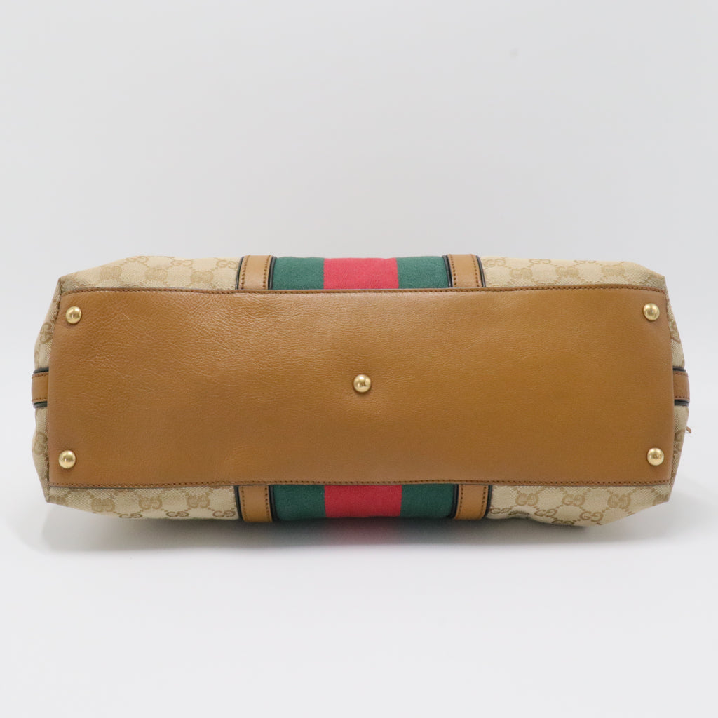 Rania Convertible Top Handle Bag Web GG Canvas Medium
