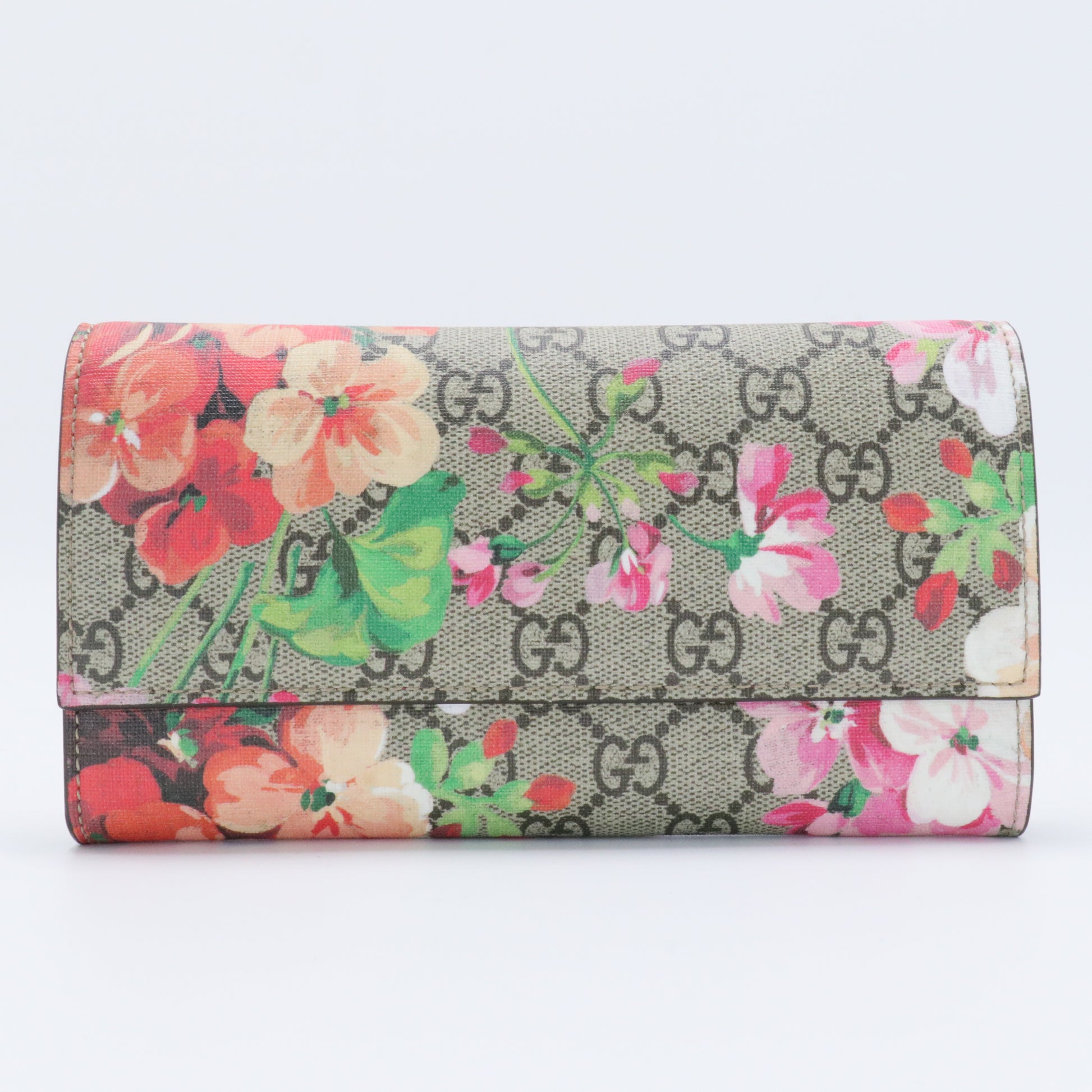 Continental Wallet Blooms Print GG Coated Canvas