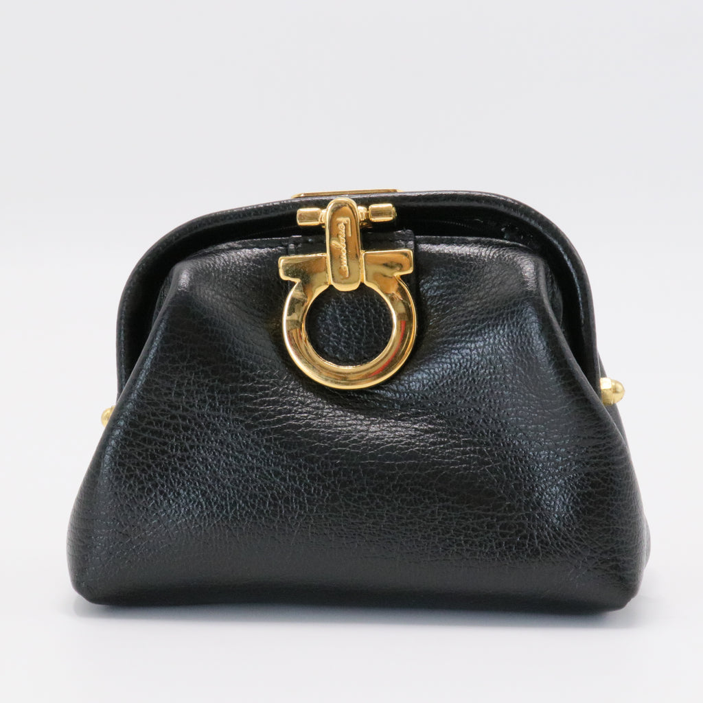 Gancini Coin Purse Leather Black