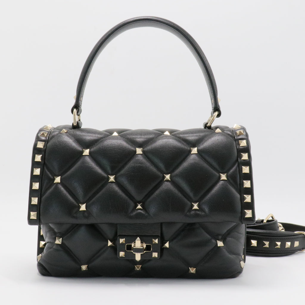 Nappa Medium Candystud Top Handle Bag Black