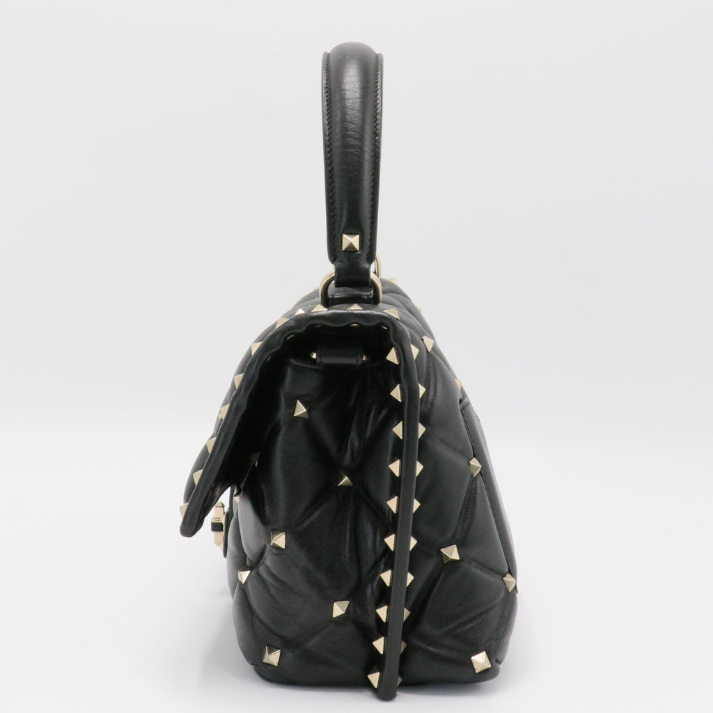 Nappa Medium Candystud Top Handle Bag Black