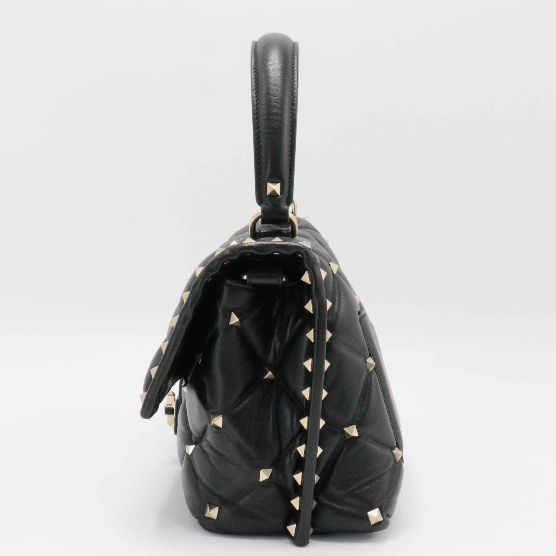 Nappa Medium Candystud Top Handle Bag Black