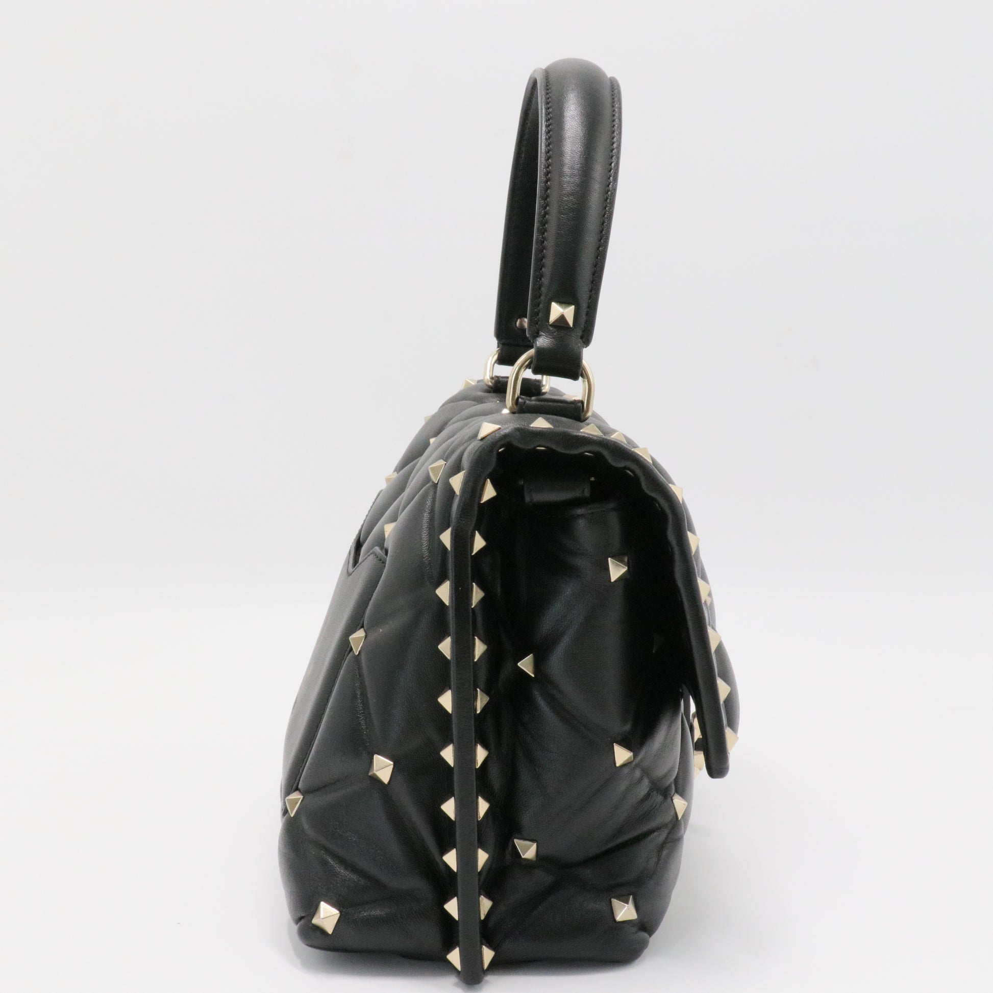 Nappa Medium Candystud Top Handle Bag Black